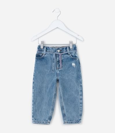 Pantalón Infantil Mom en Jeans con Cintillo Decorativo – Talle 1 a 5/6 años 1