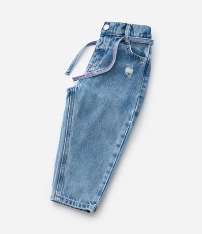 Pantalón Infantil Mom en Jeans con Cintillo Decorativo – Talle 1 a 5/6 años 6
