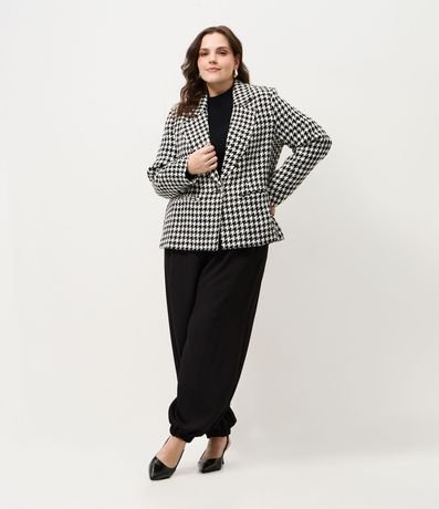 Blazer Tweed de Cuadros con Abotonado Sencillo Curve & Plus Size 2