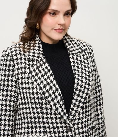 Blazer Tweed de Cuadros con Abotonado Sencillo Curve & Plus Size 3