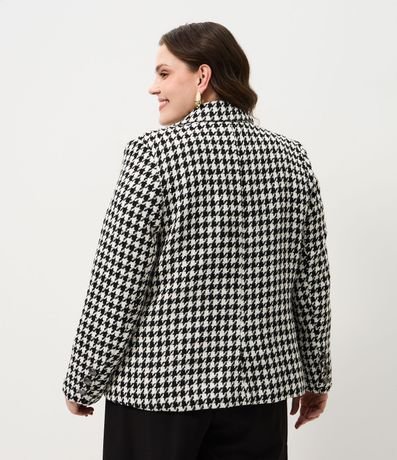 Blazer Tweed de Cuadros con Abotonado Sencillo Curve & Plus Size 4