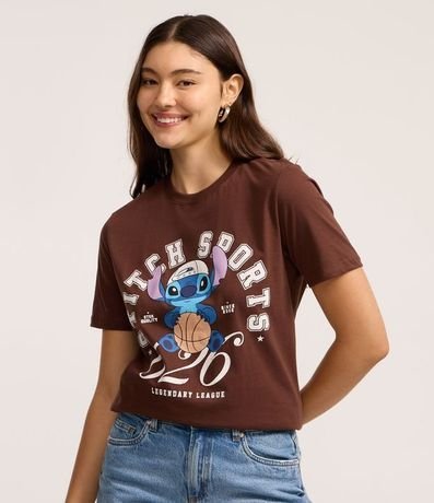Remera en Algodón con Estampado Stitch Baloncesto