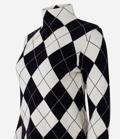 Blusa en Punto con Estampa de Cuadros y Cuello Alto 7