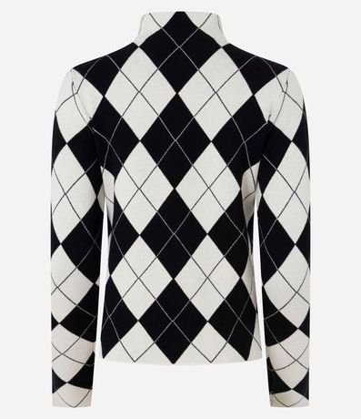 Blusa en Punto con Estampa de Cuadros y Cuello Alto 8