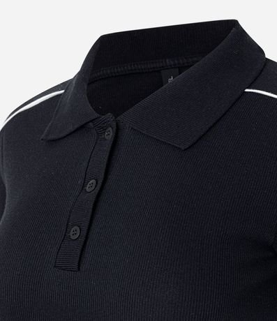 Polo Manga Corta en Rib con Detalle Listrado en el Hombro 2