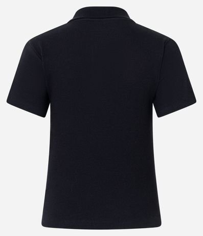 Polo Manga Corta en Rib con Detalle Listrado en el Hombro 3