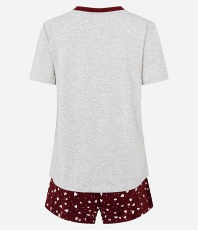 Pijama Corto en Viscosa con Short Estampado de Corazones 2