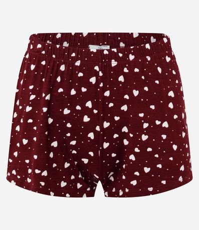 Pijama Corto en Viscosa con Short Estampado de Corazones 3