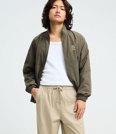 Pantalón Sarga Lisa con Cintura Elástica y Lazo Modelo Relaxed 5
