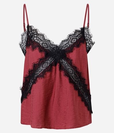 Blusa en Crepé con Breteles Finos y Encaje Cruzada en el Busto 4