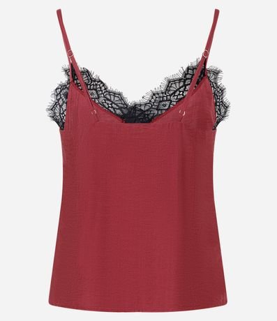 Blusa en Crepé con Breteles Finos y Encaje Cruzada en el Busto 6