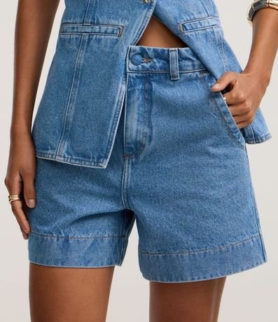 Short Mom en Jeans con Cintura Sastre y Botón Forrado 3