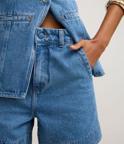 Short Mom en Jeans con Cintura Sastre y Botón Forrado 4