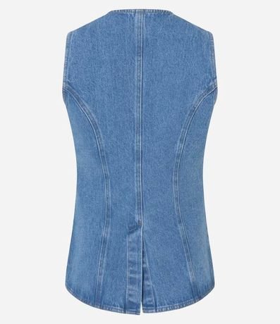 Chaleco Alargado en Jeans Cinturado con Botones 6