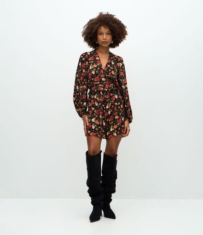 Enterito Corto con Escote V y Estampado Floral 2