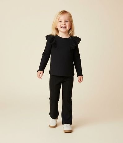 Pantalón Infantil Flare en Rib con Recortes – Talle 1 a 5/6