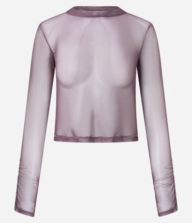 Blusa en Tule con Cuello Alto y Fruncidos 5