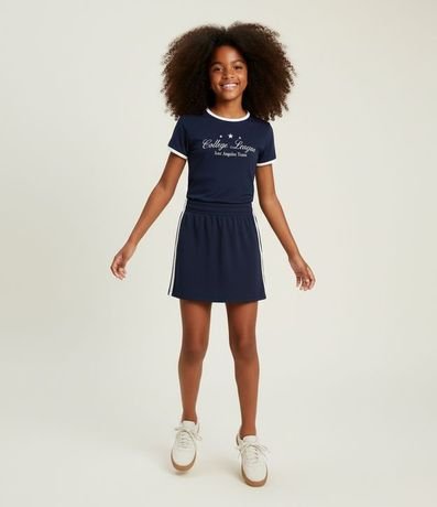 Pollera Infantil con Lista Lateral – Talle 5 a 14 años