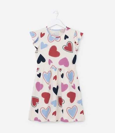 Vestido Infantil con Estampado de Corazones – Talle 5 a 14 años