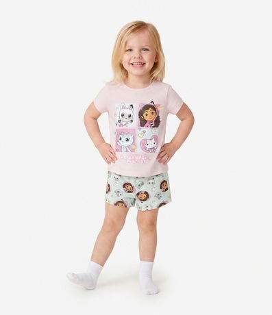 Pijama Infantil con Blusa y Short con Estampado Gabby y Gatitos - Talle 2 A 6 años