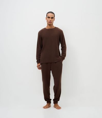 Pijama Largo en Fleece con Textura y Manga Larga 2