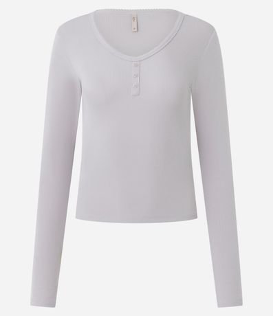 Blusa de Pijama Regular en Rib con Botones 4