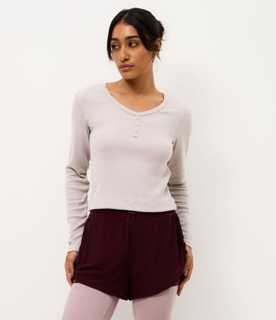 Blusa de Pijama Regular en Rib con Botones