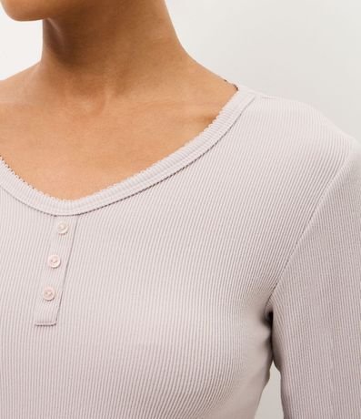 Blusa de Pijama Regular en Rib con Botones 3