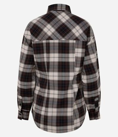 Camisa de Cuadros en Franela con Cuello Alto Estructurado 7