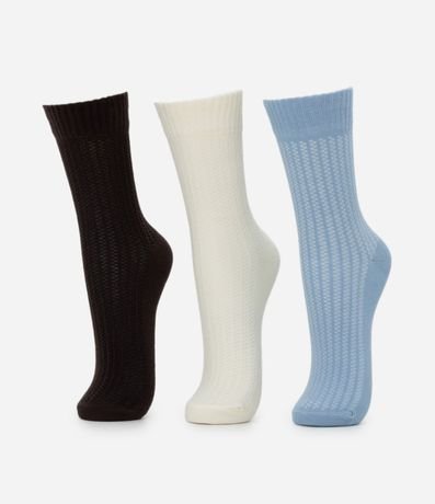 Kit 03 Medias Caña Larga en Algodón Texturizadas