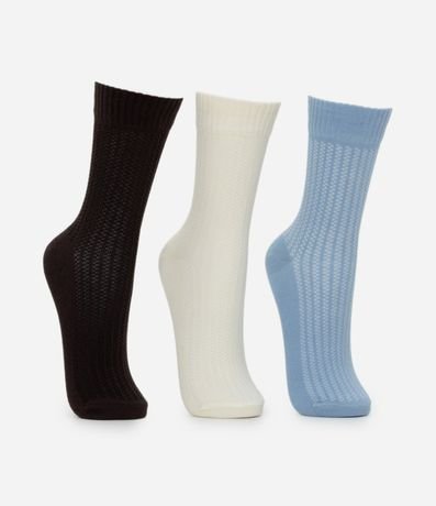Kit 03 Medias Caña Larga en Algodón Texturizadas 2