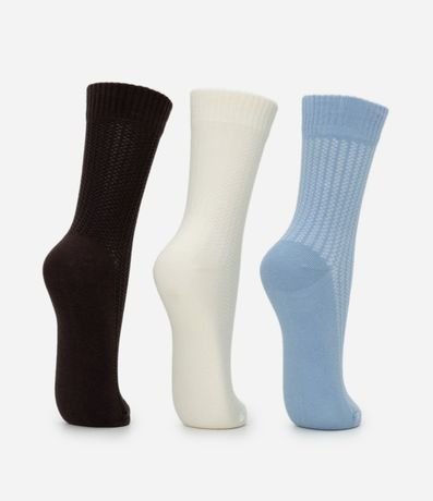 Kit 03 Medias Caña Larga en Algodón Texturizadas 3