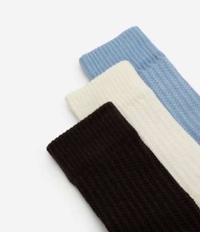 Kit 03 Medias Caña Larga en Algodón Texturizadas 4