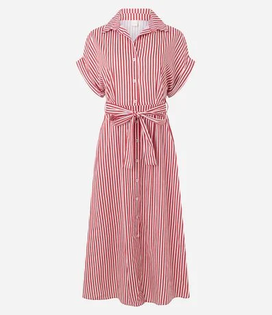 Vestido Chemise con Cinto en la Cintura y Estampado Rayada