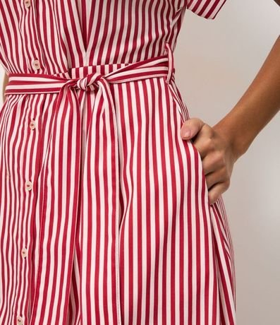 Vestido Chemise con Cinto en la Cintura y Estampado Rayada 4