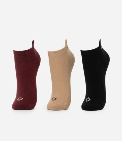 Kit 03 Medias Cortas en Algodón con Estampado Athleisure