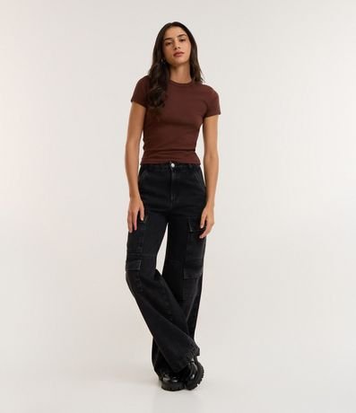 Blusa Alargada Ajustada en Rib 3