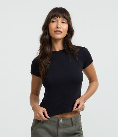 Blusa Alargada Ajustada en Rib