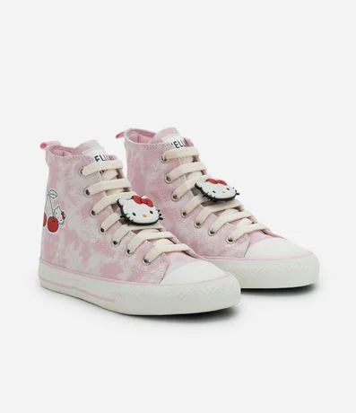 Championes Botinha Infantil Tie Dye con Estampado y Patch Hello Kitty - Talle 28 al 34