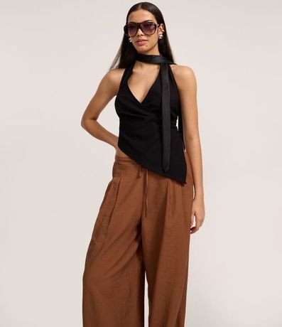 Pantalón Wide Leg Sastre con Lazo 2