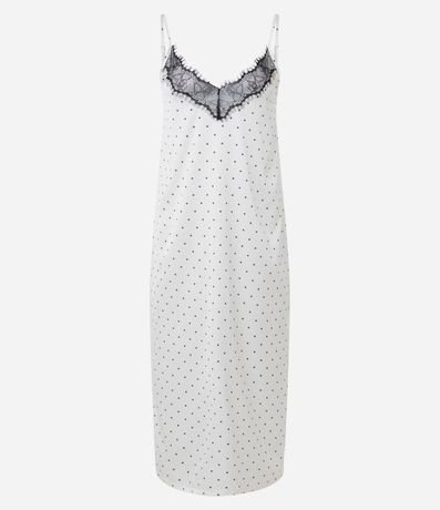 Camisón Largo de Satén con Escote de Encaje 4