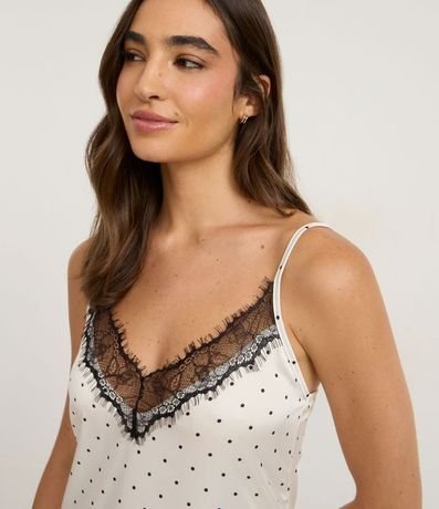Camisón Largo de Satén con Escote de Encaje 2
