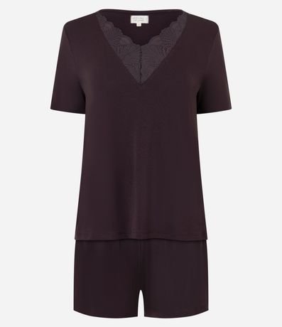 Pijama Corto con Blusa y Short con Encaje 4