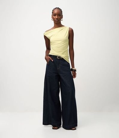 Blusa en Microfibra con Escote Hombro Único y Fruncidos 2