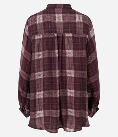 Camisa en Chalis con Cuello Padre y Estampa de Cuadros 5