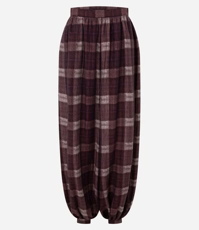 Pantalón Balloon en Chalis con Estampado de Cuadros 6