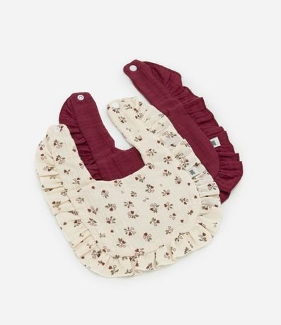 Kit 02 Babadores Infantil Floral – Talle ú