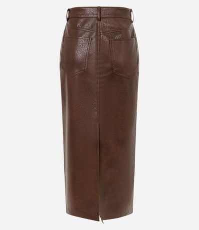 Pollera Midi y Recta en PU con Abertura Atrás 3