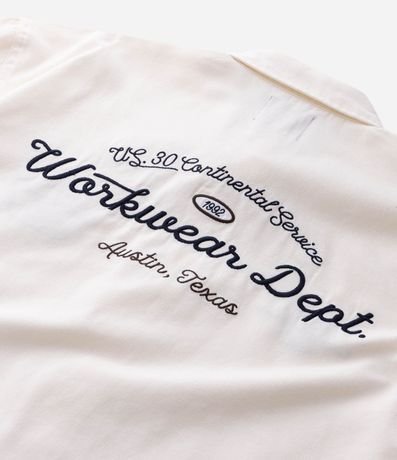 Camisa Overshirt Boxy Manga Larga en Sarga con Bordado Workwear Dept 15