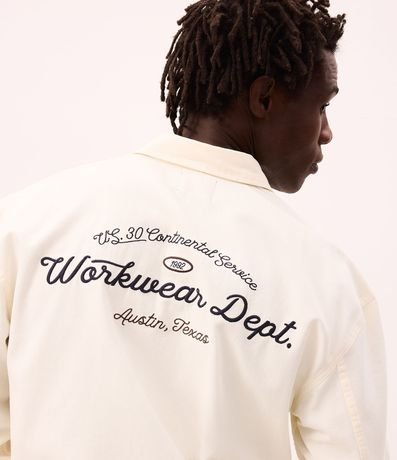 Camisa Overshirt Boxy Manga Larga en Sarga con Bordado Workwear Dept 3